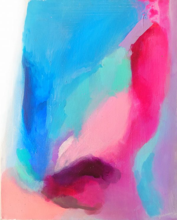 Peinture abstraite bleu et rose