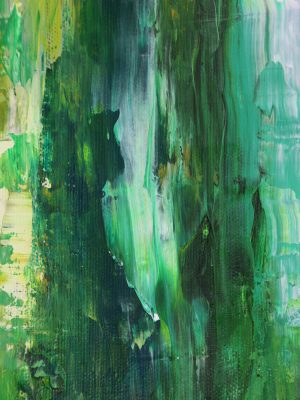 Peinture abstraite verte et blanche