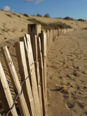 broderie diamant Une clôture en bois sur une plage